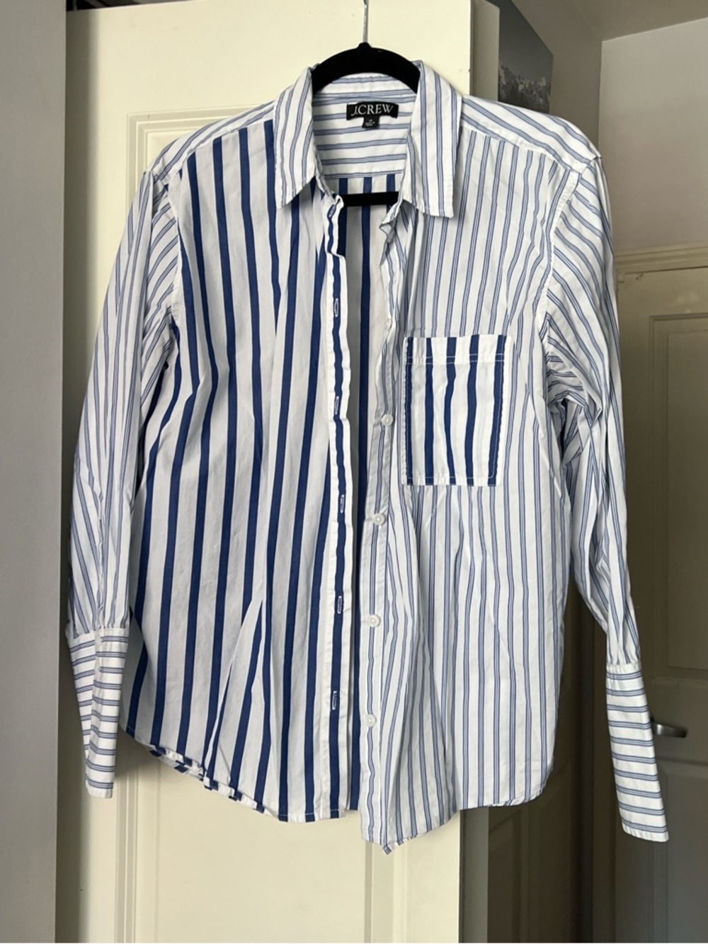J. Crew Blue and White Mixed Stripe Button-Down Shirt